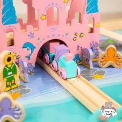 Mermaid Train Set and Table - BIG-BJT088 - Bigjigs - Wooden Railway and Trains - Le Nuage de Charlotte