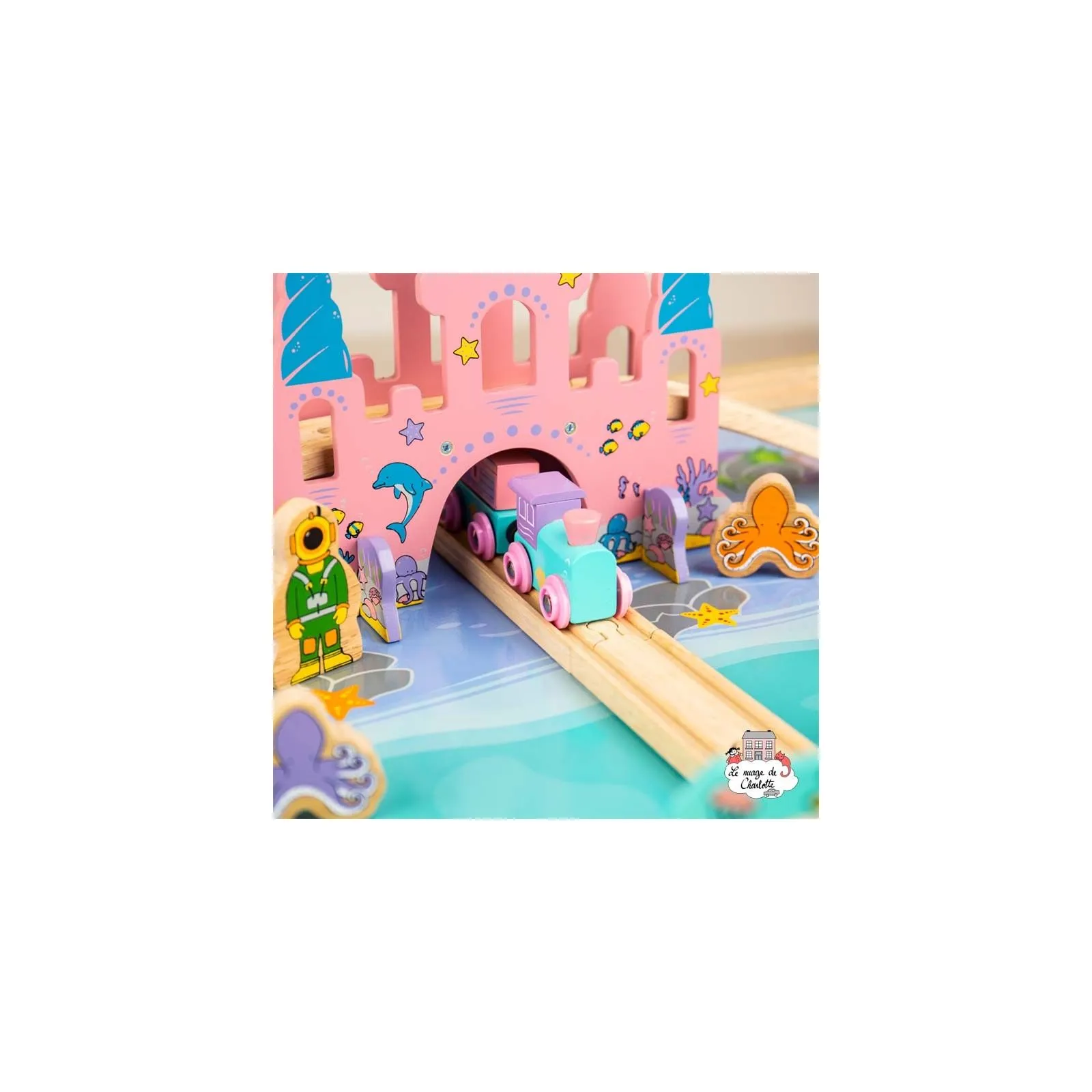 Ensemble Table et Circuit de Train Sirène - BIG-BJT088 - Bigjigs - Petits trains en bois - Le Nuage de Charlotte