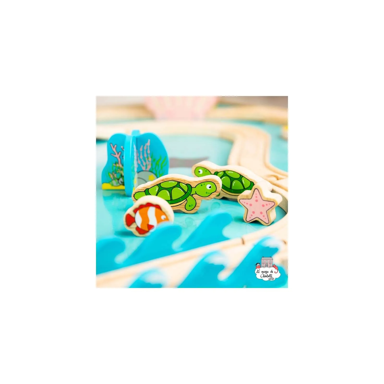Mermaid Train Set and Table - BIG-BJT088 - Bigjigs - Wooden Railway and Trains - Le Nuage de Charlotte