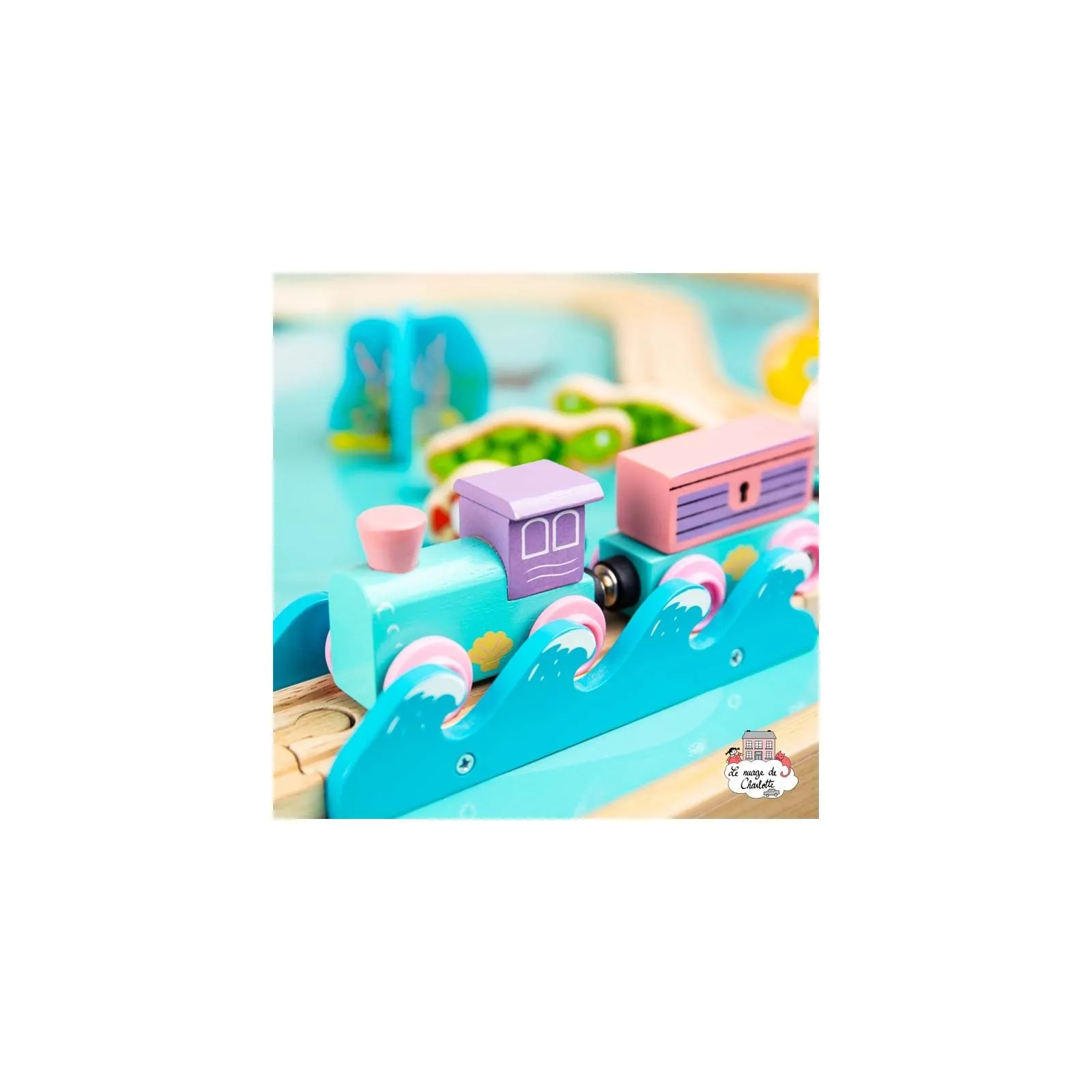 Mermaid Train Set and Table - BIG-BJT088 - Bigjigs - Wooden Railway and Trains - Le Nuage de Charlotte