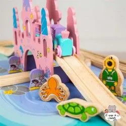 Mermaid Train Set and Table - BIG-BJT088 - Bigjigs - Wooden Railway and Trains - Le Nuage de Charlotte