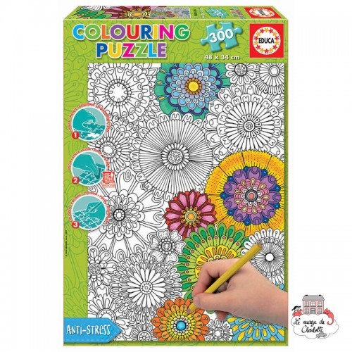 Puzzle à colorier - Big Beautiful Blossoms - EDU-17090 - Educa Borras - 100 pièces - Le Nuage de Charlotte