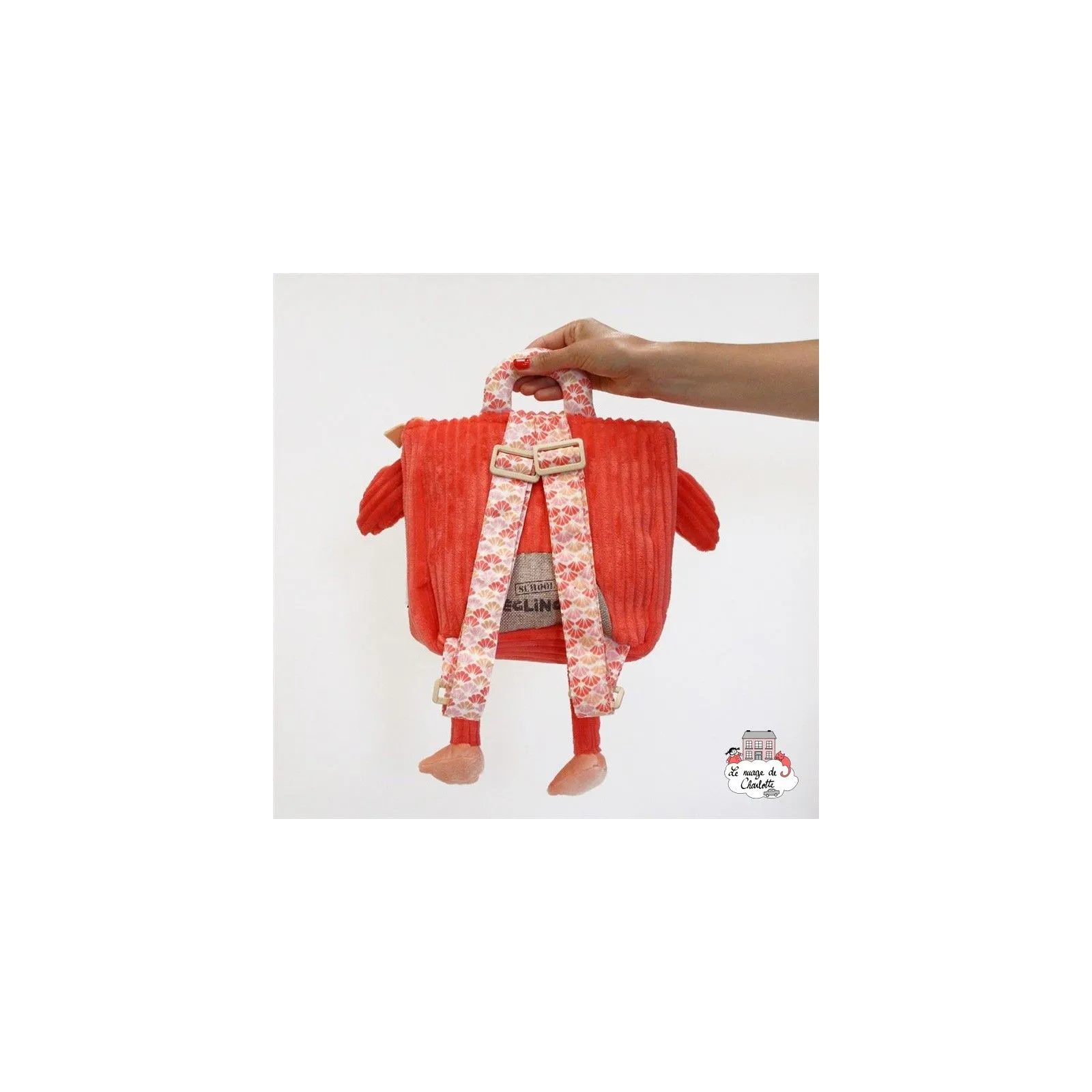 Sac à dos velours Flamingos le flamant rose - DEG-35025 - Les Déglingos - Cartables et sac à dos - Le Nuage de Charlotte