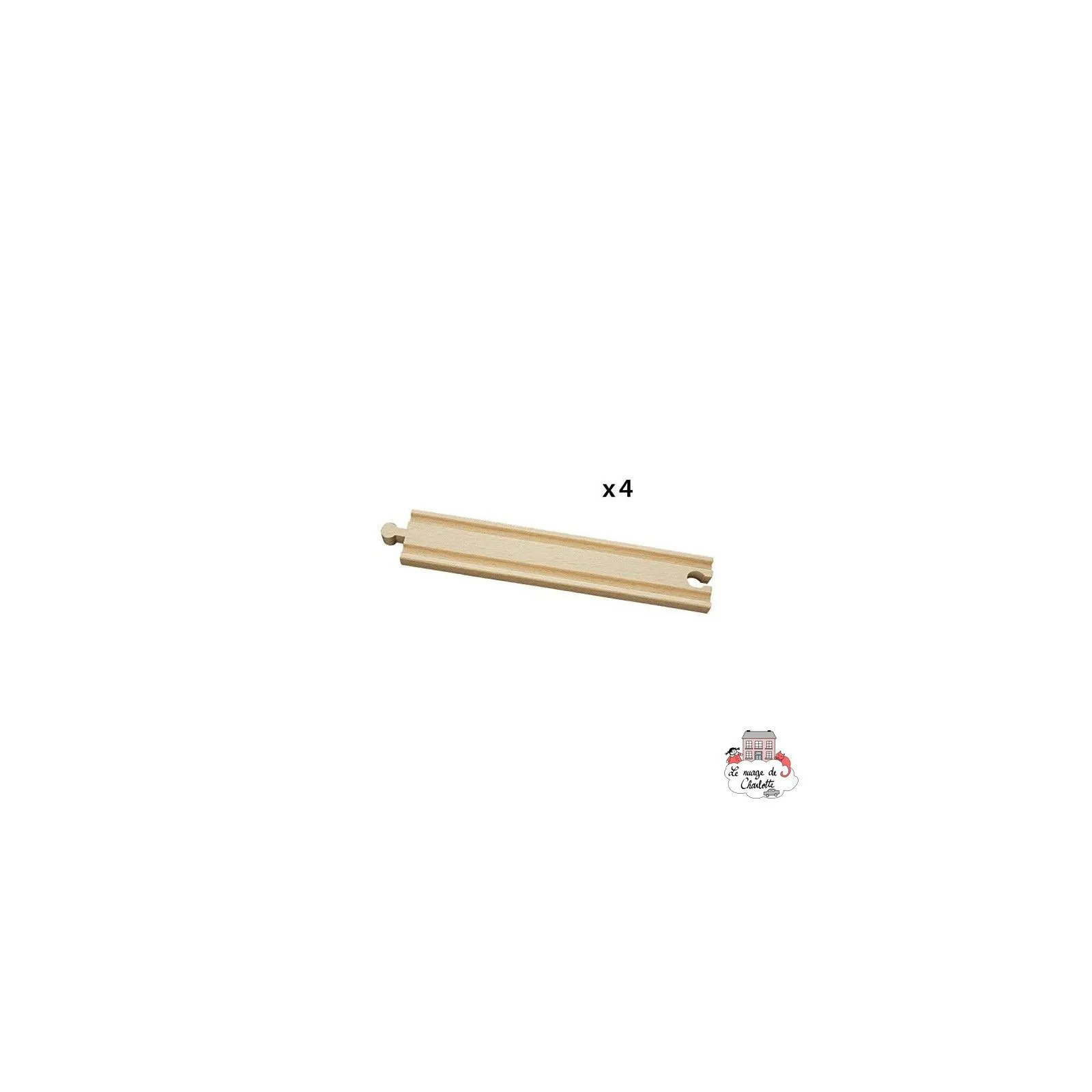 Rails droits longs - BRI-33341 - Brio - Petits trains en bois - Le Nuage de Charlotte