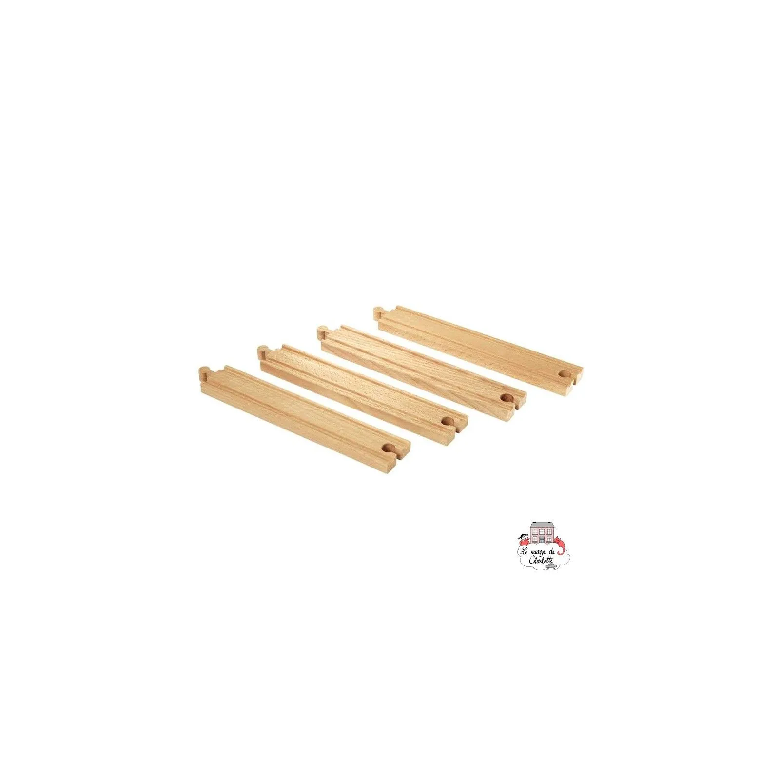Rails droits longs - BRI-33341 - Brio - Petits trains en bois - Le Nuage de Charlotte