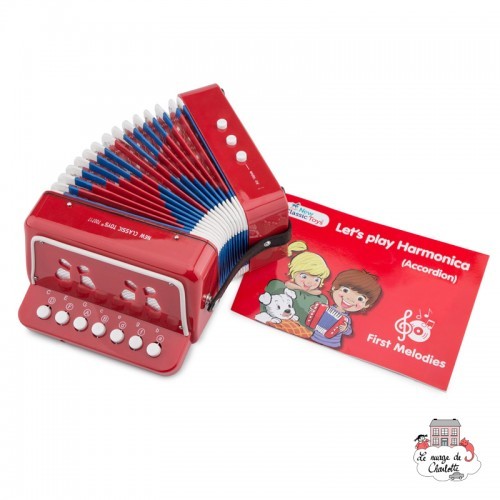 Accordion - red with music book - NCT-10055 - New Classic Toys - Wind instruments - Le Nuage de Charlotte