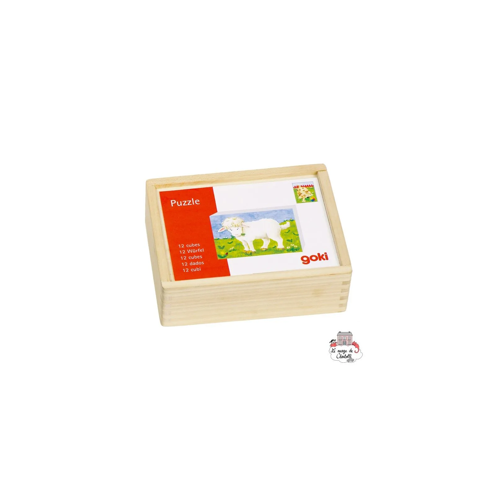 Cube puzzle baby animals - GOK-8657872 - Goki - Wooden Puzzles - Le Nuage de Charlotte