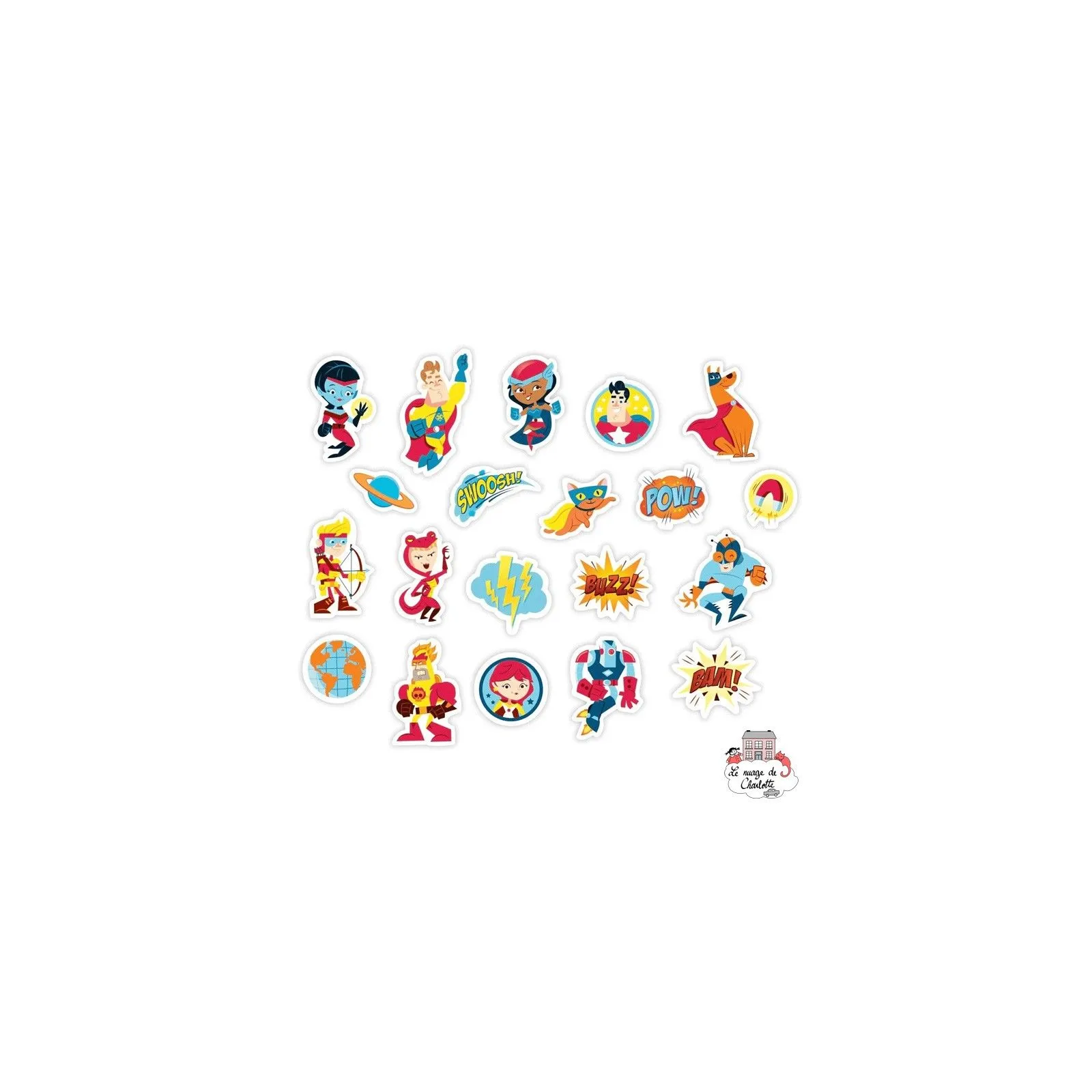 20 magnets Superhero - MUD-9780735345775 - Mudpuppy - Magnets - Le Nuage de Charlotte