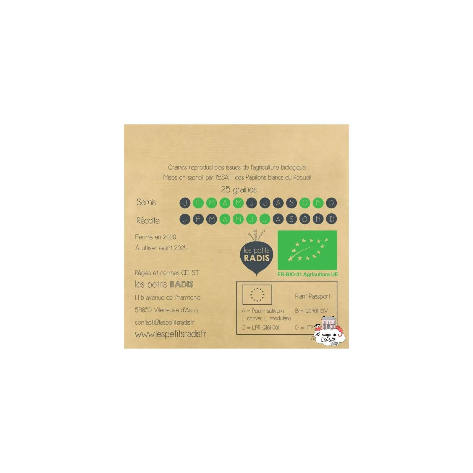 Mini organic seed kit of Benoît the little peas - LPR-G161 - Les Petits Radis - Nature and discoveries - Le Nuage de Charlotte