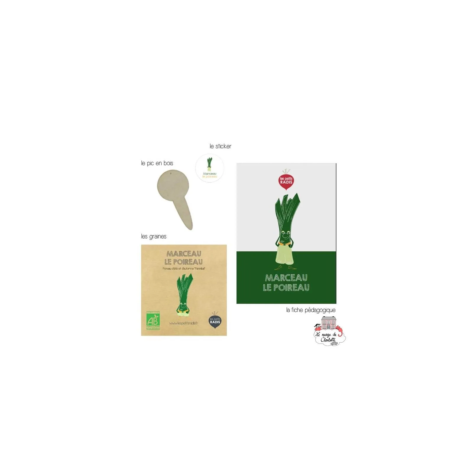 Mini kit de graines BIO de Marceau le poireau - LPR-G232 - Les Petits Radis - Nature et découvertes - Le Nuage de Charlotte