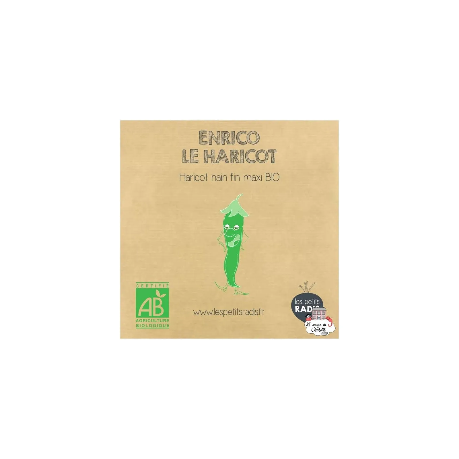 Mini kit de graines BIO d'Enrico le haricot - LPR-G091 - Les Petits Radis - Nature et découvertes - Le Nuage de Charlotte
