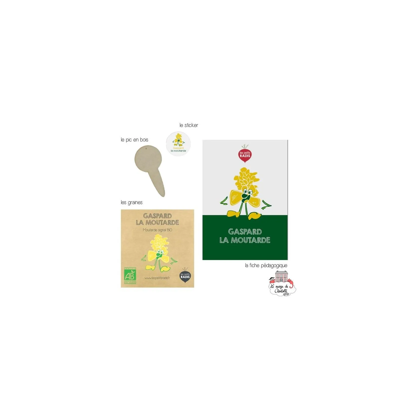 Mini kit de graines BIO de Gaspard la moutarde - LPR-G021 - Les Petits Radis - Nature et découvertes - Le Nuage de Charlotte