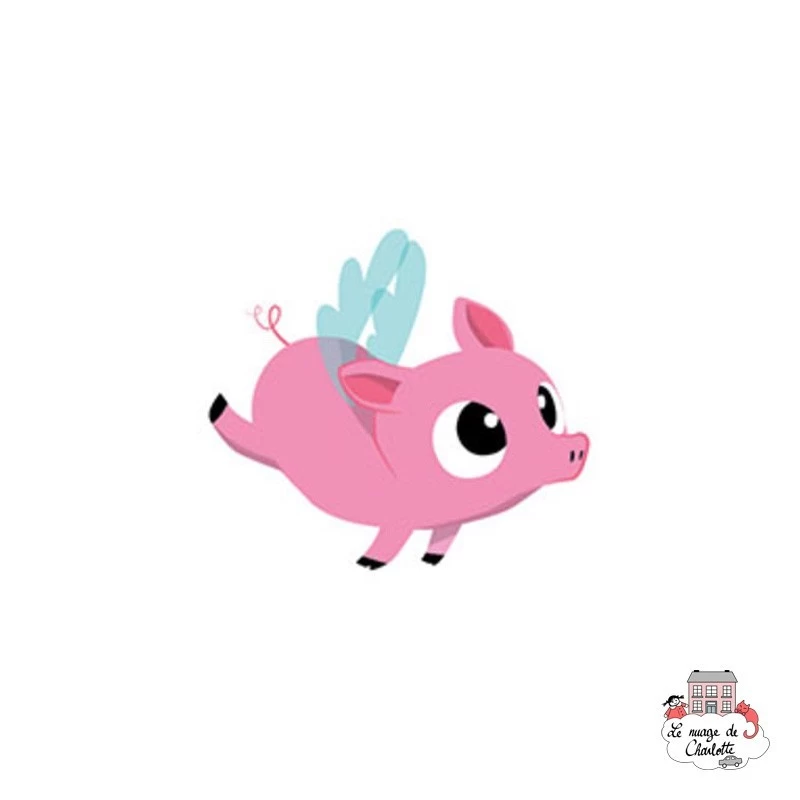 Sioou tatoo Lovely Cochon volant (x5) - SIO-KC05 - Sioou - Tatouages éphémères - Le Nuage de Charlotte