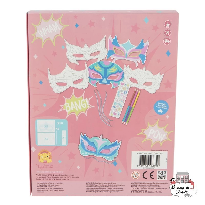 Paper Masks - Power Pack - TTE-6-0604 - Tiger Tribe - Drawings and paintings workshop - Le Nuage de Charlotte