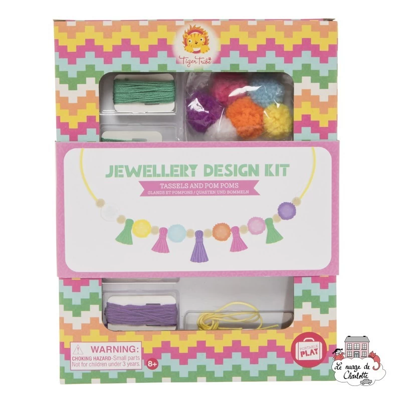 Jewellery Design Kit - Glands et pompons - TTE-6-0613 - Tiger Tribe - Boîtes créative - Le Nuage de Charlotte