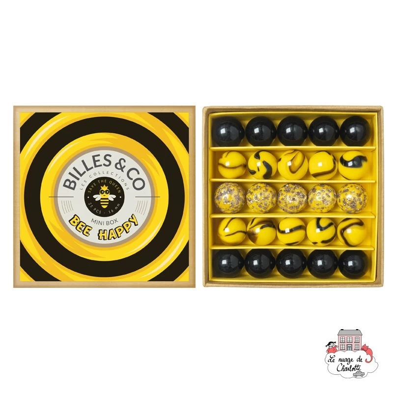 Marbles Box - Bee Happy - Mini Box - B&C-MINIBOX-06 - Billes & Co. - Marble Games - Le Nuage de Charlotte