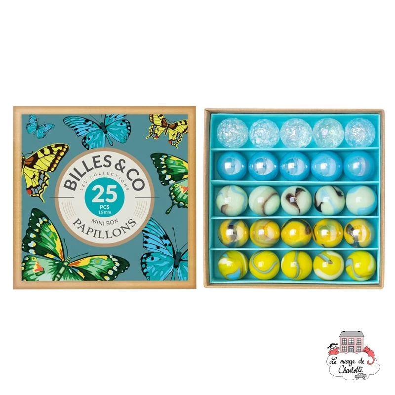 Marbles Box - Butterflies - Mini Box - B&C-MINIBOX-03 - Billes & Co. - Marble Games - Le Nuage de Charlotte