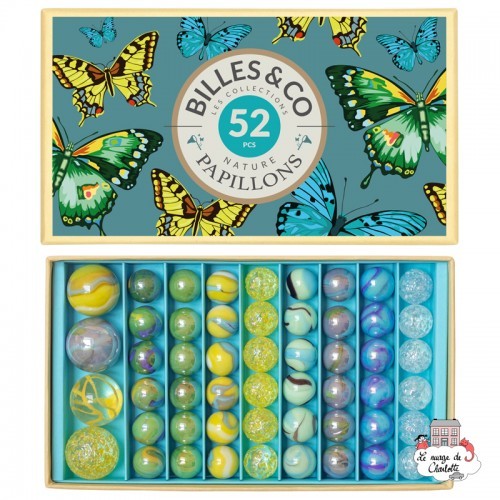 Boîte de Billes - Papillons - Box - B&C-BOX-08 - Billes & Co. - Jeux de Billes - Le Nuage de Charlotte