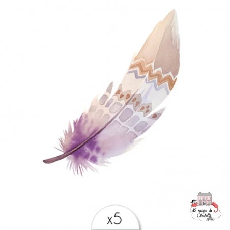 Beige Indian feather (x5) - SIO-BHC04 - Sioou - Temporary Tattoos - Le Nuage de Charlotte