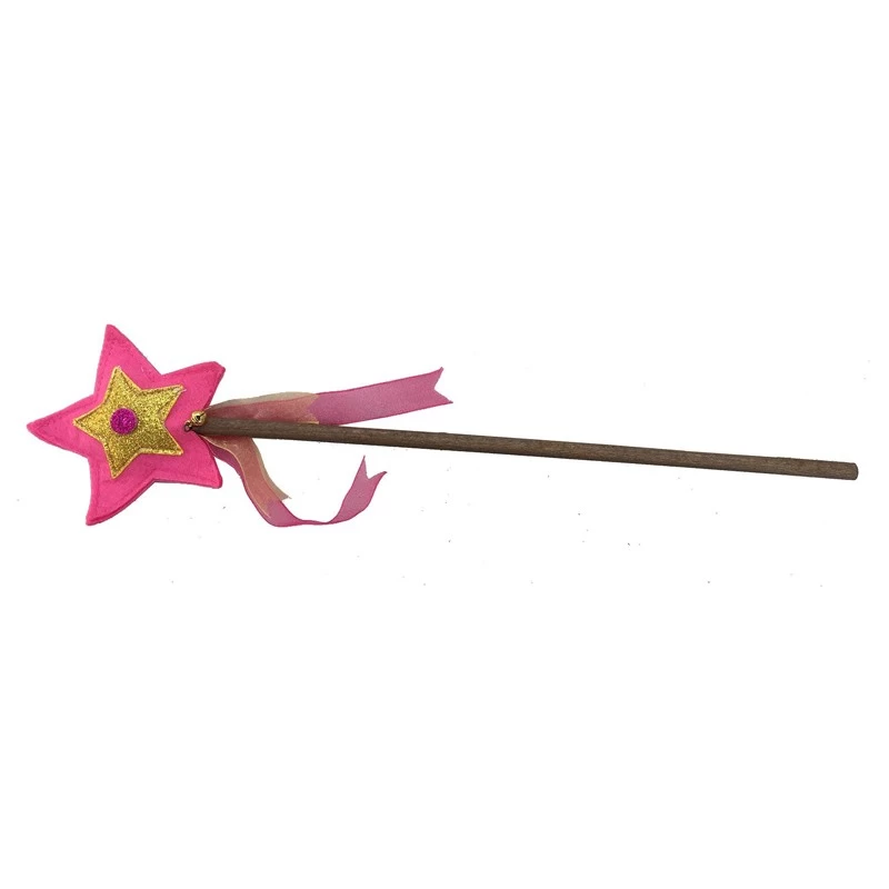 Felt magic wand pink / gold - KMT-ST459 - Kàlid Medieval Toys - Disguises - Le Nuage de Charlotte
