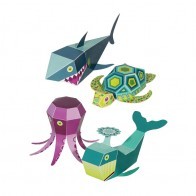 Sea Animals Paper Toys - PUK-26204 - Pukaca - Maquettes en carton - Le Nuage de Charlotte