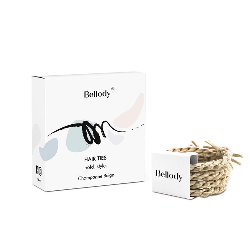 Bellody Original Elastics (4 pieces) - Champagne Beige - BEL-HS-04H1A - Bellody - Hair elastics - Le Nuage de Charlotte