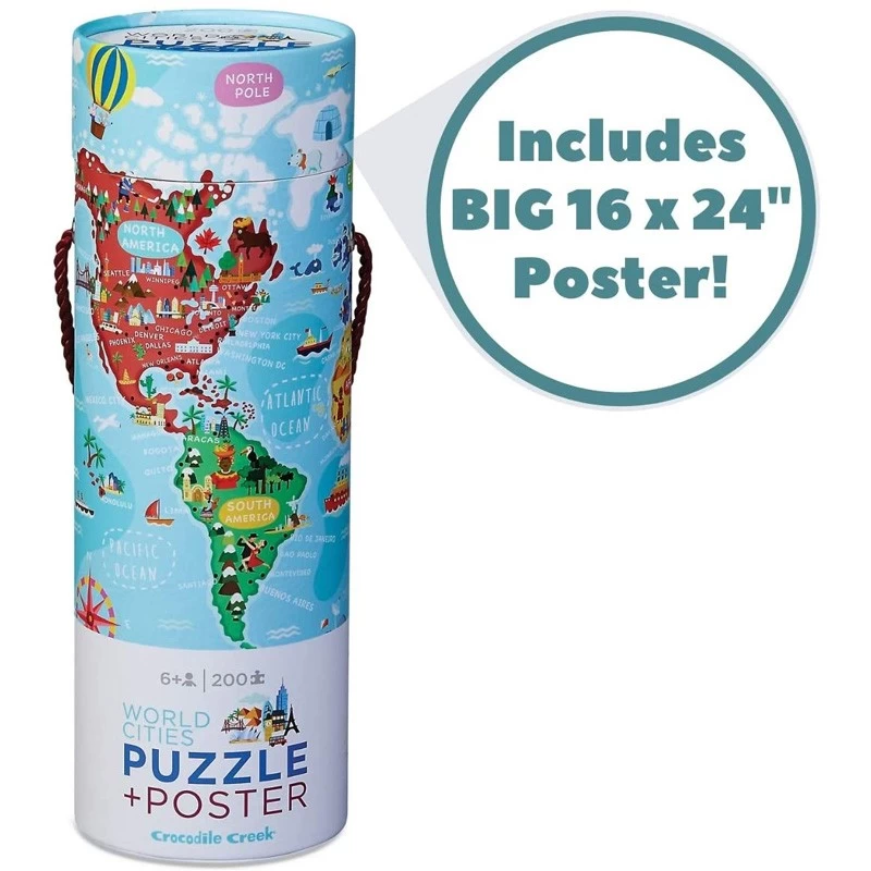 Puzzle Word Cities + Poster - CCR-2874-3 - Crocodile Creek - Puzzles pour les plus grands - Le Nuage de Charlotte