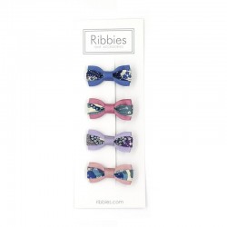Set of 4 Liberty Bows - Mauvey Blue - RIB-19745737441342 - Ribbies - Hair Accessories - Le Nuage de Charlotte