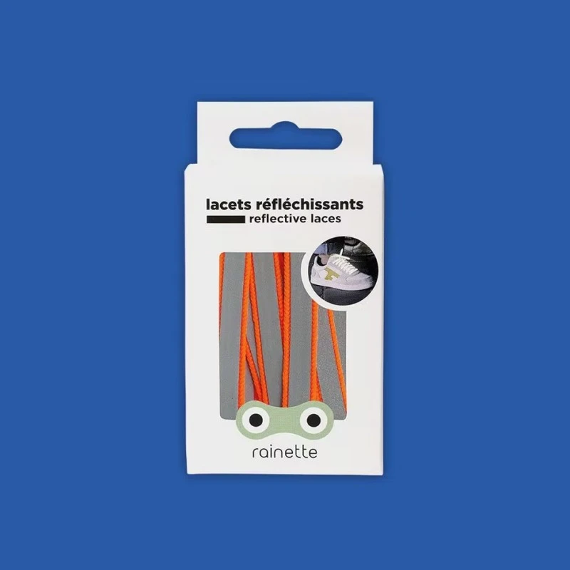 Reflective laces - neon orange - RAI-LAC-ORA - Rainette - Reflective accessories - Le Nuage de Charlotte