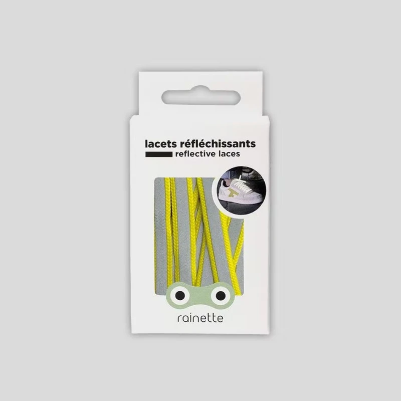 Reflective laces - neon yellow - RAI-LAC-JAU - Rainette - Reflective accessories - Le Nuage de Charlotte