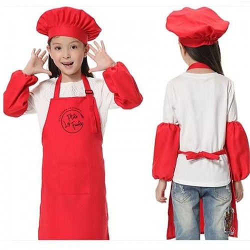Carolilly Ensemble Tablier Et Chapeau Chef Enfant – Coton Ajustable 3-13 Ans – Cuisine Jardin