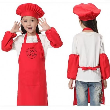 Tablier toque chef enfant - 2 pièce, vert M/S réglable 2 poches - Pour cuisine, pâtisserie Corvina - Beaux-Arts et Loisirs créatifs