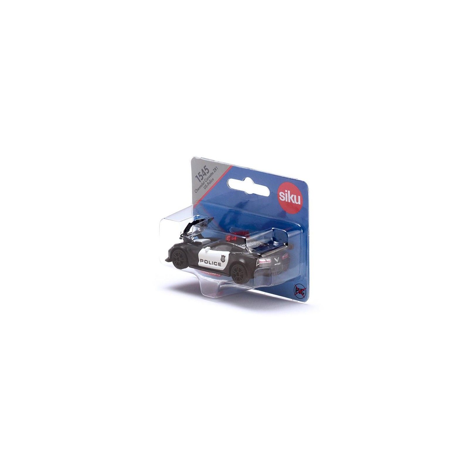 Siku 1525 – Chevrolet Corvette ZR1 Police – 1/64 – Capot Ouvrant, Gyrophare, Pneus Caoutchouc – Dès 3 Ans