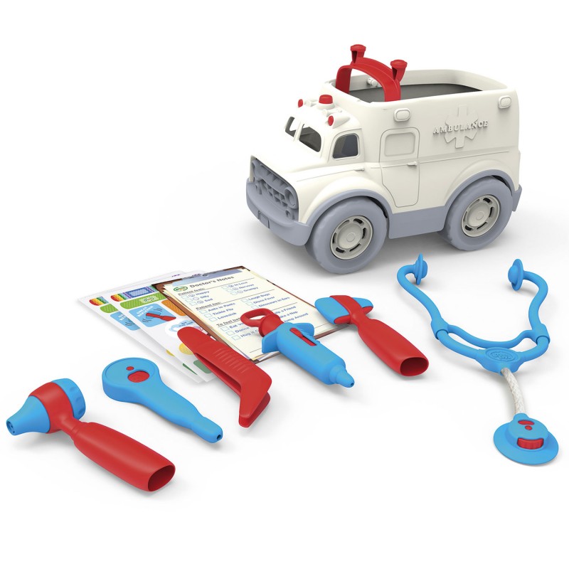 Green Toys Ambulance et kit de médecin - GRT-AMDK-1313 - Green Toys - Jouets à traîner - Le Nuage de Charlotte