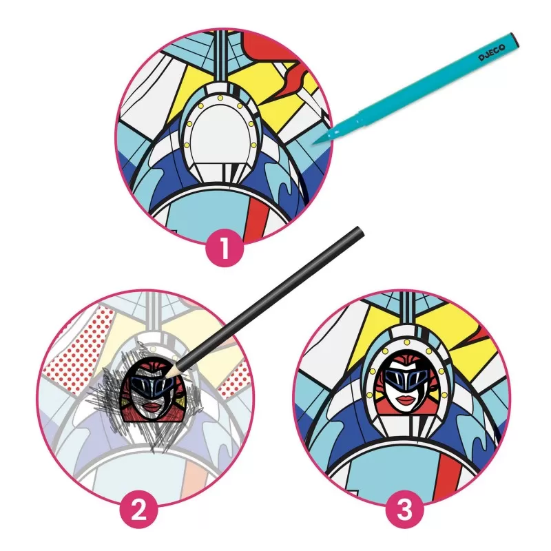 Djeco Inspired By - Roy Lichtenstein - Superheroes – vue 6 – Creative Kits