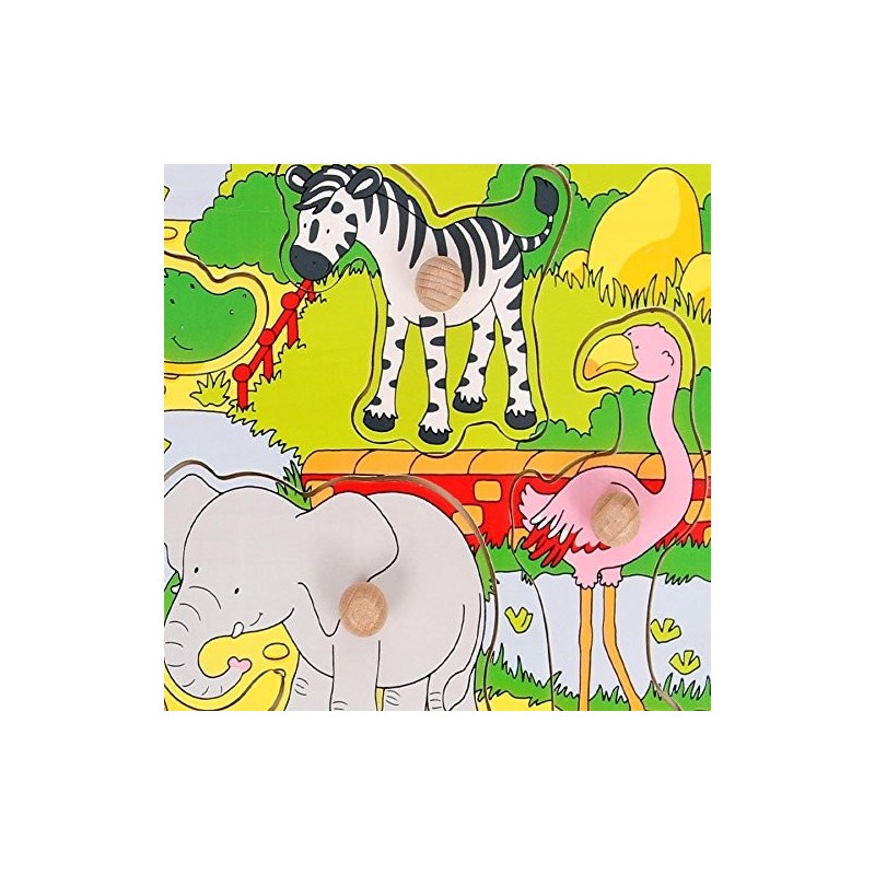 Zoo animals, lift-out puzzle - GOK-8657515 - Goki - Wooden Puzzles - Le Nuage de Charlotte