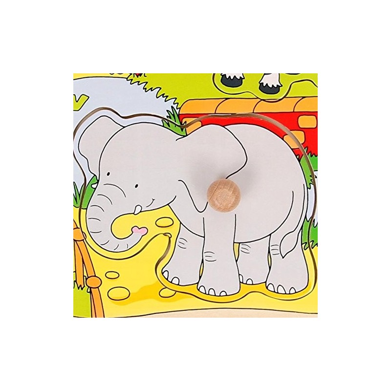 Zoo animals, lift-out puzzle - GOK-8657515 - Goki - Wooden Puzzles - Le Nuage de Charlotte