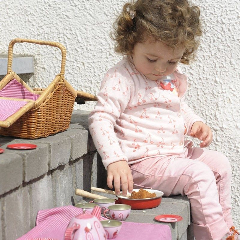 Tin-Tea Set Ladybug in a Basket - EGT-540019 - Egmont Toys - Kitchens and stores - Le Nuage de Charlotte