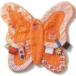 Orange butterfly fabric comforter - LABE-LLPAPILLON - Label Label - Baby Comforter - Le Nuage de Charlotte