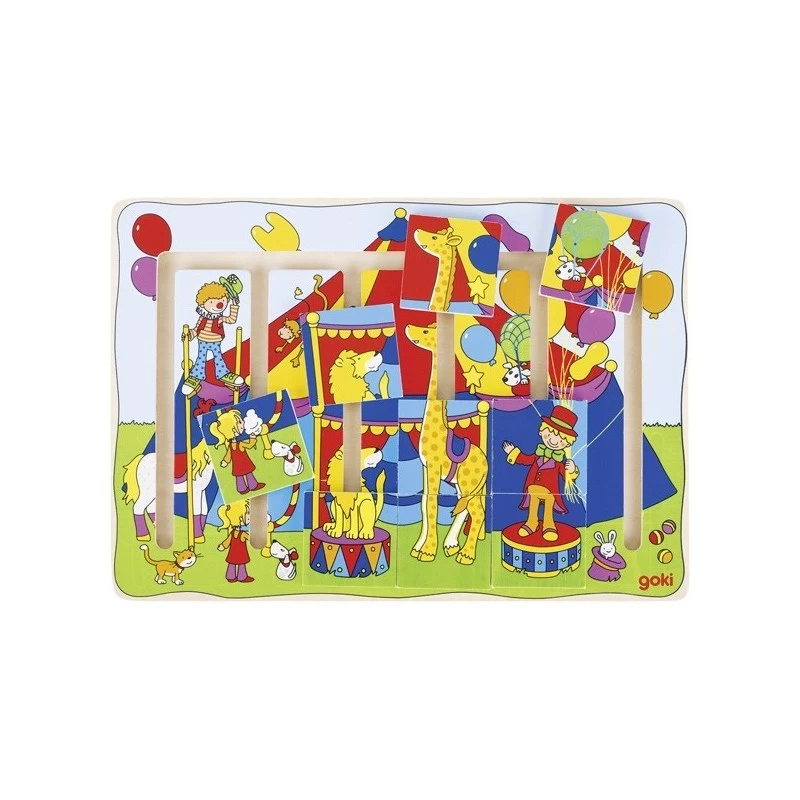 Sliding puzzle, circus show - GOK-8657595 - Goki - Wooden Puzzles - Le Nuage de Charlotte
