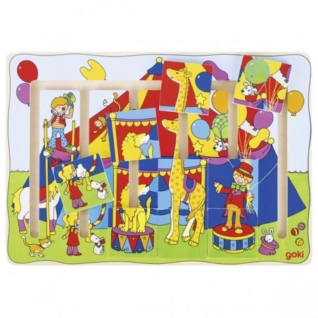 Sliding puzzle, circus show - GOK-8657595 - Goki - Wooden Puzzles - Le Nuage de Charlotte