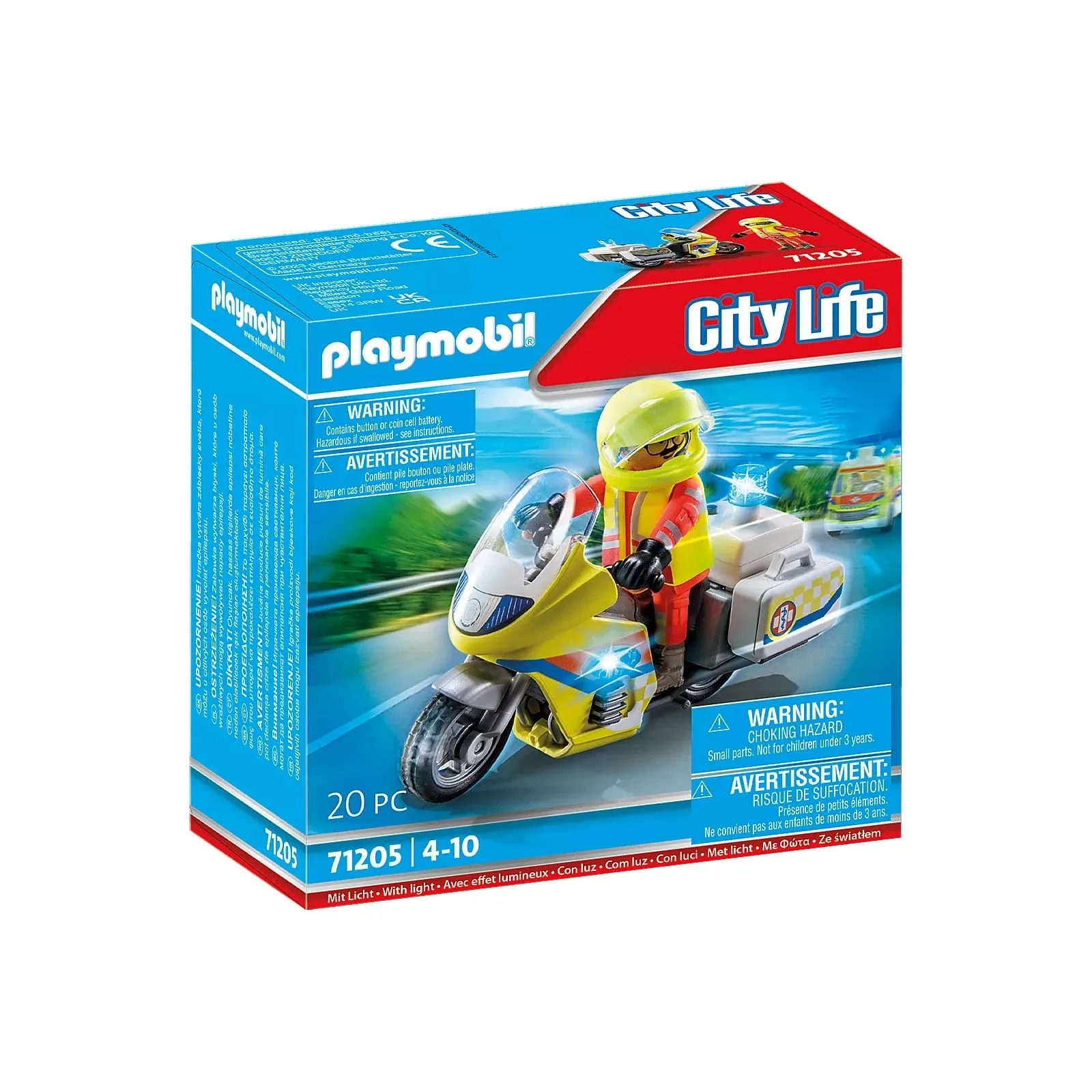 Emergency doctor with motorbike and light effect - PLAY-71205 - Playmobil - Playmobil - Le Nuage de Charlotte