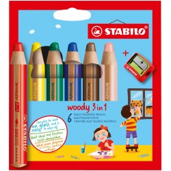 STABILO woody 3 in 1 pack of 6 with a sharpener - STAB-8806-3 - Stabilo - Pens, pencils, ... - Le Nuage de Charlotte