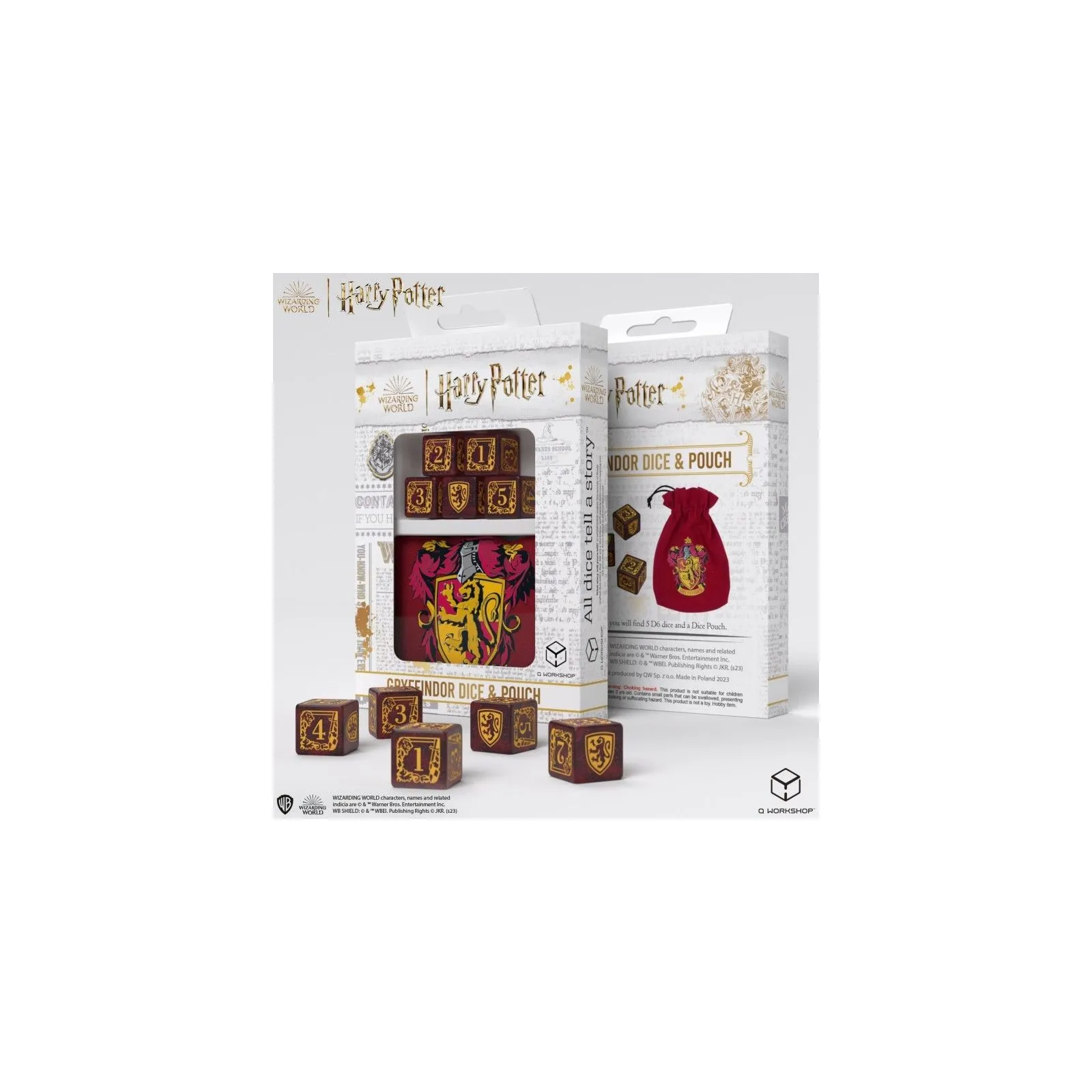 Harry Potter - Gryffindor Dice & Pouch [5 dices] - QWO-190142/2023/1/A/D6B - Q Workshop - Dices, bags and other accessories -...