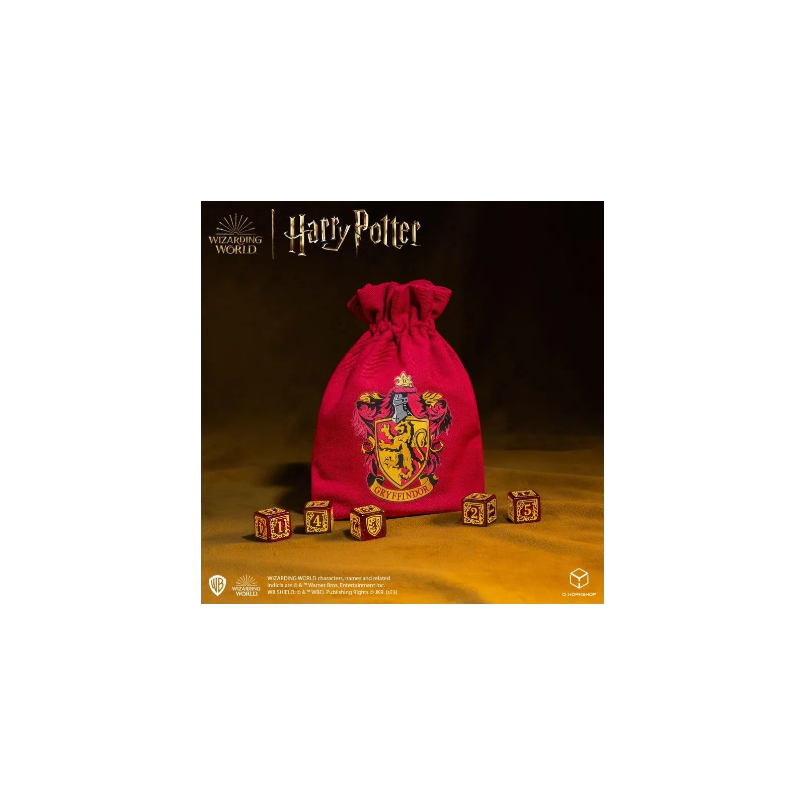 Harry Potter - Gryffindor Dice & Pouch [5 dices] - QWO-190142/2023/1/A/D6B - Q Workshop - Dices, bags and other accessories -...