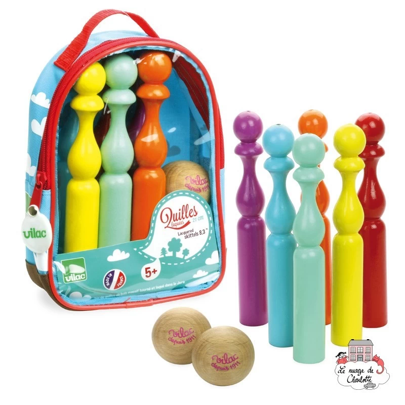 6 lacquered skittles - VIL-4049S - Vilac - Outdoor Play - Le Nuage de Charlotte