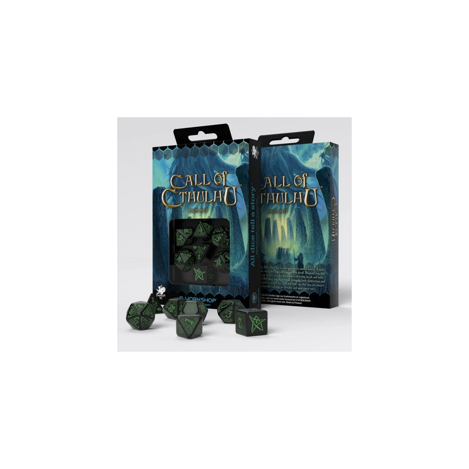 Call of Cthulhu 7th Edition Dice Set - Black & green [7 dices] - QWO-SCTH21 - Q Workshop - Dices, bags and other accessories ...