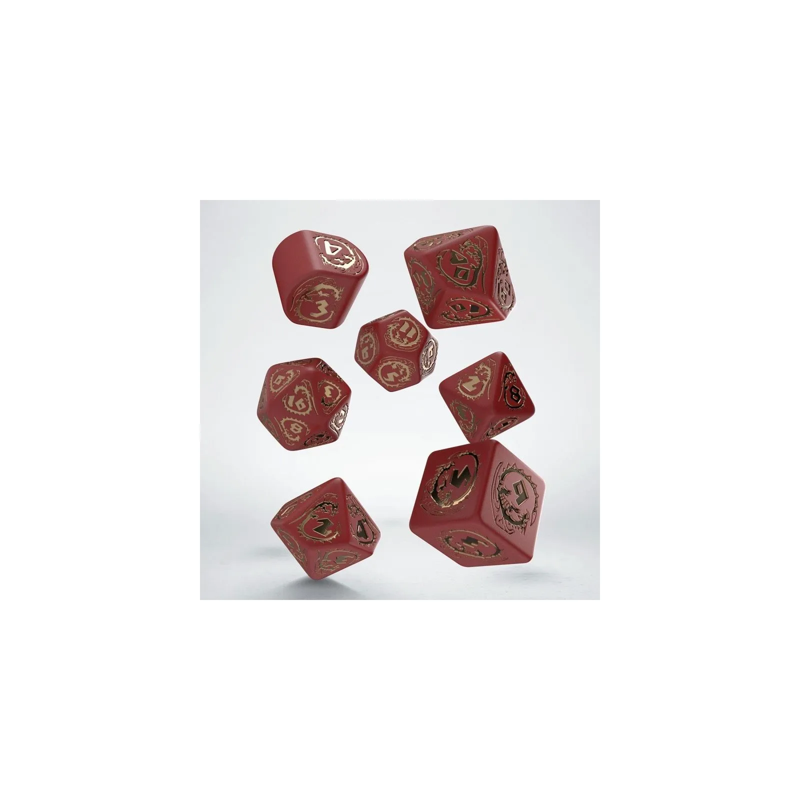 Dragons Modern Dice Set - Ruby [7 dices] - QWO-RDRA08 - Q Workshop - Dices, bags and other accessories - Le Nuage de Charlotte