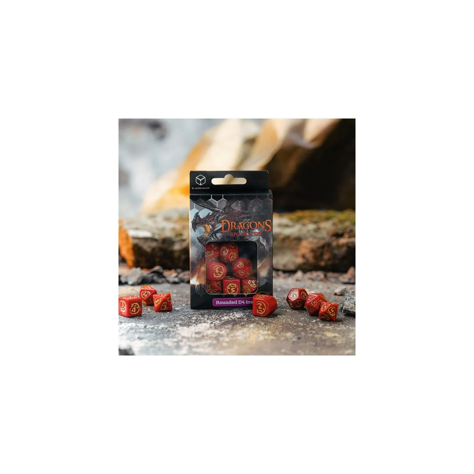 Dragons Modern Dice Set - Ruby [7 dices] - QWO-RDRA08 - Q Workshop - Dices, bags and other accessories - Le Nuage de Charlotte