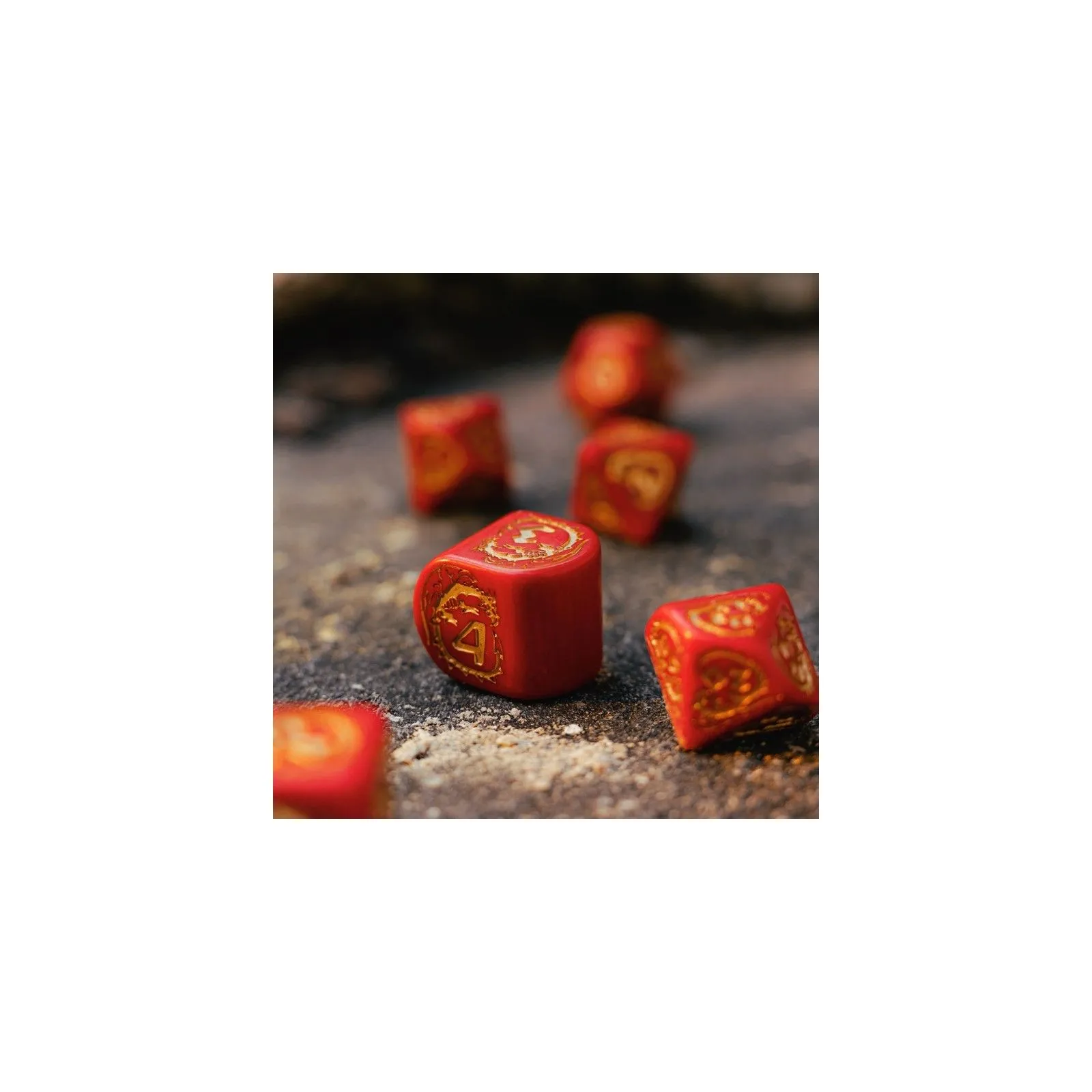 Dragons Modern Dice Set - Ruby [7 dices] - QWO-RDRA08 - Q Workshop - Dices, bags and other accessories - Le Nuage de Charlotte